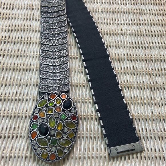 VTG,RECTANGLE ELASTIC METAL AND RHINESTONE 80S,BELT main image 7
